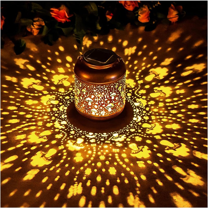 EZTZEN Mushroom Solar Lanterns Outdoor Waterproof Hanging Solar Lights Mushroom Gifts for Women Men Mom Metal Decorative LED Outdoor Lanterns for Patio,Lawn, Landscape, Garden Decor, Yard Decoration - Image 1